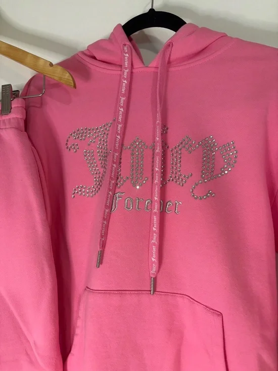 Juicy Couture Pink Rhinestone 'Juicy Forever' Hoodie & Joggers Set - Picture 3 of 7